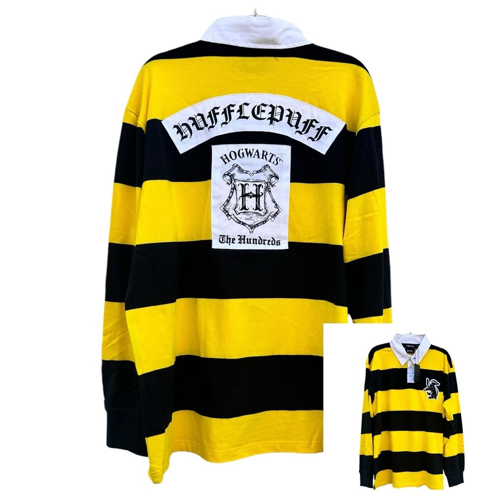 The Hundreds Harry Potter Hufflepuff Rugby Shirt Mens XL Yellow Black Striped LS